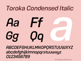 Toroka Condensed Italic Version 001.000 April 2021图片样张