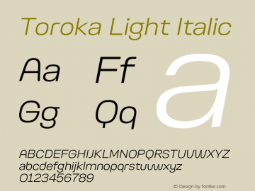 Toroka Light Italic Version 001.000 April 2021图片样张