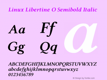Linux Libertine O Semibold Italic Version 5.0.0 Font Sample
