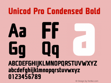 UnicodProCond-Bold Version 1.003图片样张