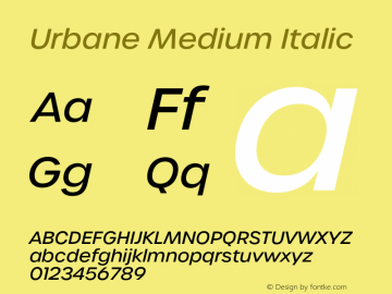 Urbane Medium Italic Version 4.000;hotconv 1.0.109;makeotfexe 2.5.65596图片样张