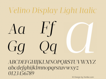 VelinoDisplay-LightItalic Version 1.000图片样张