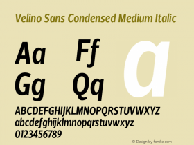 VelinoSansCondensed-MediumItalic Version 1.000图片样张