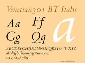 Venetian301 BT Italic Version 1.01 emb4-OT图片样张