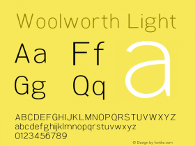 Woolworth Light Version 1.000;PS 002.000;hotconv 1.0.70;makeotf.lib2.5.58329图片样张