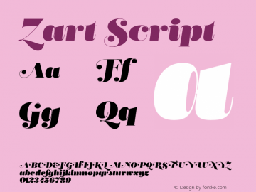 Zart Script Version 1.001;PS 001.001;hotconv 1.0.88;makeotf.lib2.5.64775图片样张