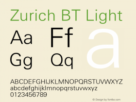 Zurich Lt BT Light Version 1.03图片样张