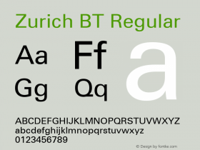 Zurich BT Regular Version 1.03图片样张