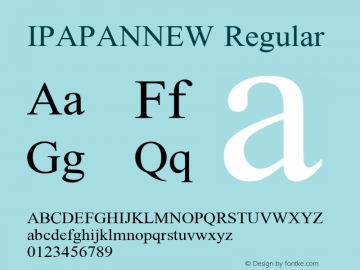 IPAPANNEW Regular Version 4.010 2004 Font Sample