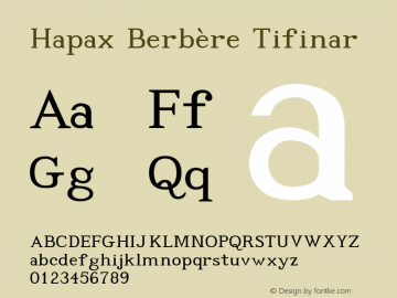 Hapax Berbère Tifinar Version 2.002 2005 Font Sample