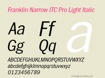 Franklin Narrow ITC Pro Light Italic Version 1.01图片样张