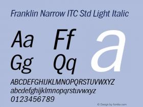 Franklin Narrow ITC Std Light Italic Version 1.01图片样张