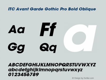 ITC Avant Garde Pro Md Bold Italic Version 1.00 Build 1000图片样张