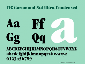 ITC Garamond Std Ultra Condensed Version 1.00 Build 1000图片样张