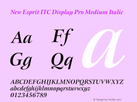 New Esprit ITC Display Pro Medium Italic Version 1.02图片样张