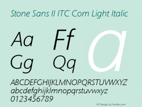 Stone Sans II ITC Com Light Italic Version 1.00图片样张