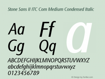 Stone Sans II ITC Com Medium Condensed Italic Version 1.00图片样张