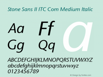 Stone Sans II ITC Com Medium Italic Version 1.00图片样张