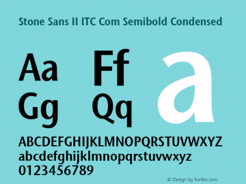 Stone Sans II ITC Com Semibold Condensed Version 1.00图片样张
