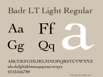 Badr LT Light Regular Version 1.10 Build 106 Font Sample