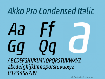 Akko Pro Condensed Italic Version 1.00图片样张