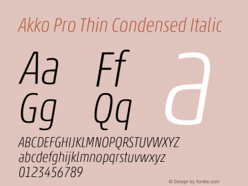 Akko Pro Thin Condensed Italic Version 1.00图片样张