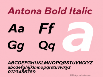 Antona-BoldItalic Version 1.070图片样张