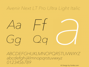 Avenir Next LT Pro Ultra Light Italic Version 3.00图片样张