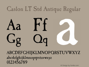 Caslon LT Std Antique Regular Version 1.200;PS 001.002;hotconv 1.0.38 Font Sample