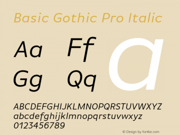 BasicGothicPro-Italic Version 7.504; 2010; Build 1002图片样张