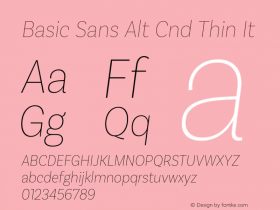 Basic Sans Alt Cnd Thin It Version 2.000;PS 002.000;hotconv 1.0.88;makeotf.lib2.5.64775图片样张