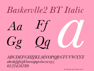 Baskervlle2 BT Italic Version 1.01 emb4-OT图片样张