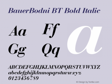 BauerBodni BT Bold Italic Version 1.01 emb4-OT图片样张