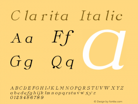 Clarita Italic 001.001 Font Sample