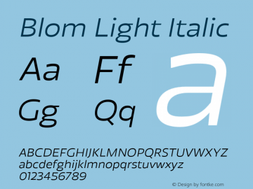 Blom Light Italic Version 001.000 January 2020图片样张