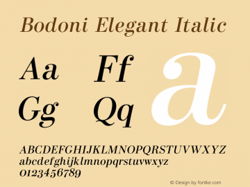 Bodoni Elegant Book Italic Version 1.00 2020图片样张