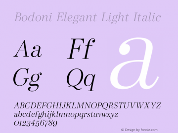 Bodoni Elegant Light Italic Version 1.00 2020图片样张
