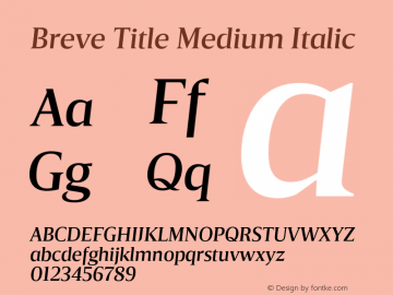 Breve Title Medium Italic Version 1.001;PS 001.001;hotconv 1.0.70;makeotf.lib2.5.58329图片样张