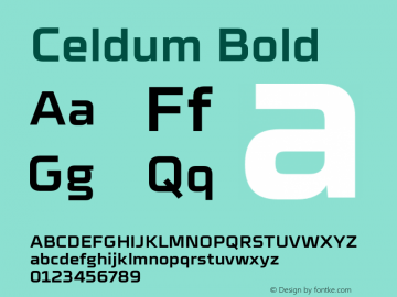 Celdum-Bold Version 1.000;PS 001.000;hotconv 1.0.88;makeotf.lib2.5.64775图片样张