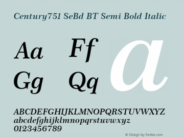 Century751 SeBd BT Semi Bold Italic Version 1.01 emb4-OT图片样张