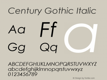 Century Gothic Italic Version 2.35图片样张