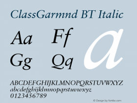 ClassGarmnd BT Italic Version 1.01 emb4-OT图片样张