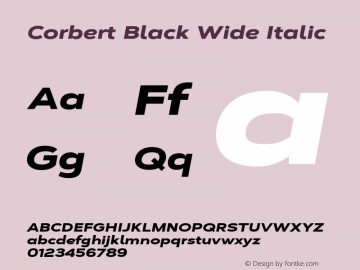 Corbert Black Wide Italic Version 002.001 March 2020图片样张