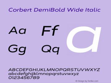 Corbert DemiBold Wide Italic Version 002.001 March 2020图片样张