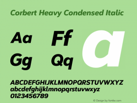 Corbert Heavy Condensed Italic Version 002.001 March 2020图片样张