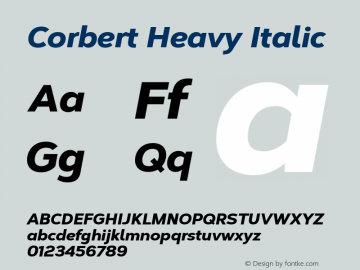 Corbert Heavy Italic Version 002.001 March 2020图片样张