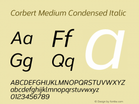 Corbert Medium Condensed Italic Version 002.001 March 2020图片样张