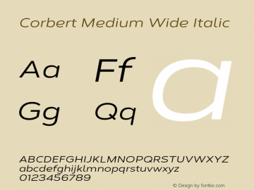 Corbert Medium Wide Italic Version 002.001 March 2020图片样张