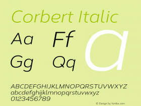 Corbert Regular Italic Version 002.001 March 2020图片样张