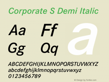 CorporateS-DemiItalic Version 1.000;PS 1.10;hotconv 1.0.57;makeotf.lib2.0.21895图片样张